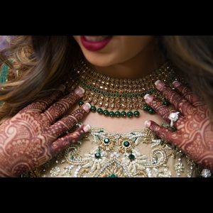 BRIDAL/PARTY-WEAR HEAVILY EMBELLISHED NECKLACE